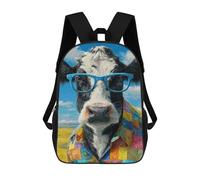 sinyumoney Cow in Glasses Shirt Painting-1 Mochila Escolar De 17 Pulgadas Para Adolescentes, Con Estampado 3D, Ajustable Y Con Bolsillos, Ideal Para Niños, Niñas Y Estudiantes.