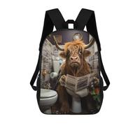 sinyumoney Cow in Toilet Mochila Escolar Para Niños Mochila Escolar Impresa En 3D Mochila Escolar De Moda Para Niños De Primaria Y Secundaria 17inch