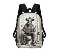 sinyumoney Cow on The Toilet Mochila Escolar Impresa En 3D Mochilas Informales Para Niños Mochila Escolar Impresa En 3D Para Niños De Primaria Y Secundaria 17inch