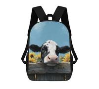 sinyumoney Cow Peeking Over Fence with Sunflowers 17inch Mochilas Escolares Impresas En 3D, Mochilas Escolares De Moda Para Niños De Primaria Y Secundaria