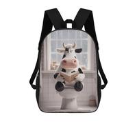 sinyumoney Cow Reading on The Toilet Mochila Escolar De 17 Pulgadas Para Adolescentes, Con Estampado 3D, Ajustable Y Con Bolsillos, Ideal Para Niños, Niñas Y Estudiantes.