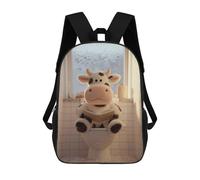 sinyumoney Cow Reading on Toilet Mochila Escolar Infantil Impresa En 3D 17inch Mochilas De Moda Para Niños De Primaria Y Secundaria