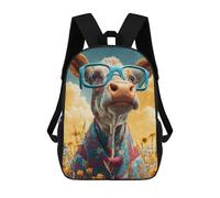 sinyumoney Cow with Glasses in Flower Field Mochilas Para Niños 17inch Mochila Escolar Mochila Escolar Impresa En 3D Para Niños De Primaria Y Secundaria