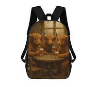 sinyumoney Cows Drinking Beer at A Table Mochilas Impresas En 3D Para Niños, Mochila Escolar, Mochila Informal Para Exteriores, Mochila Informal De Moda Para Niños, Lindas Bolsas De Viaje 17inch