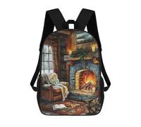 sinyumoney Cozy Cabin Interior with Fireplace Mochila Escolar Para Niños Mochila Escolar Impresa En 3D Mochila Escolar De Moda Para Niños De Primaria Y Secundaria 17inch