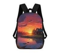 sinyumoney Cozy Cabin Sunset Reflections Mochila Mochila Informal Para El Día A Día, Para La Escuela, El Trabajo Y Los Viajes Para Hombres, Mujeres Y Adolescentes 17inch