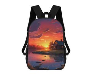 sinyumoney Cozy Cabin Sunset Reflections Mochila Mochila Informal Para El Día A Día, Para La Escuela, El Trabajo Y Los Viajes Para Hombres, Mujeres Y Adolescentes 17inch