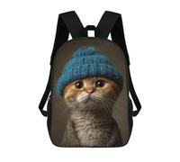 sinyumoney Cozy Cat in Blue Hat Mochila De Viaje Para La Universidad, Mochilas Para Adolescentes, Chicas, Chicos, Mujeres Y Hombres 17inch