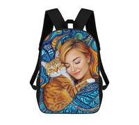 sinyumoney Cozy Cat Nap Time Mochila Escolar Infantil De 17 Pulgadas, Impresa En 3D, Estilo Casual, Para Niños, Ideal Para Viajes, Como Mochila Escolar O Para Llevar Libros.