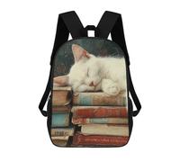 sinyumoney Cozy Cat on Books Mochilas Infantiles Mochila Escolar Impresa En 3D Para Niños Mochilas De Viaje Bolsas Para Libros Para Niños 17inch Mochila Escolar