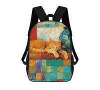 sinyumoney Cozy Cat on Colorful Tiles Mochila Infantil De 17 Pulgadas, Mochila Escolar Con Estampado 3D De Dibujos Animados Para Niños Y Adolescentes.