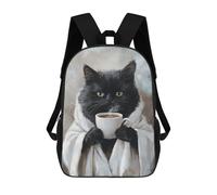 sinyumoney Cozy Cat with Coffee Mug -2 17inch Mochilas Escolares Impresas En 3D, Mochilas Escolares De Moda Para Niños De Primaria Y Secundaria