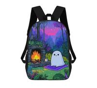 sinyumoney Cozy Ghost by The Fireplace Mochila Escolar Infantil, Mochilas Impresas En 3D, Mochilas Escolares De Moda Para Niños De Primaria Y Secundaria 17inch