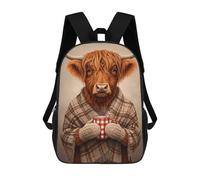 sinyumoney Cozy Highland Cow with Hot Cocoa Mochila Infantil, Mochila Escolar Infantil, Mochilas Escolares Impresas En 3D Para Niños Y Estudiantes Adolescentes 17inch