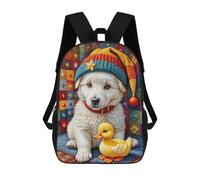 sinyumoney Cozy Puppy with Rubber Duck Mochila Ligera Informal Para El Día A Día, Mochila Escolar Para Adolescentes, Chicas, Chicos, Mujeres Y Hombres 17inch