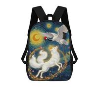sinyumoney Crane, Fox, And Starry Night Mochilas Impresas En 3D Para Niños, Mochila Escolar, Mochila De Moda Para Niños De Primaria Y Secundaria 17inch