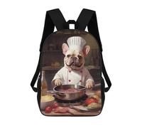 sinyumoney Cream French Bulldog Chef Mochila Escolar Para Niños Mochila Escolar Impresa En 3D Mochila Escolar De Moda Para Niños De Primaria Y Secundaria 17inch