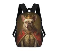 sinyumoney Cream French Bulldog King Mochilas Escolares Para Niños Y Niñas, Mochilas Deportivas Informales Para Primaria, Mochilas De Gran Capacidad Para Libros 17inch