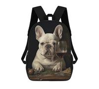 sinyumoney Cream French Bulldog Wine Mochila Escolar Mochila Informal Mochilas De Día Bolsa Escolar Para Trabajo/viajes 17inch