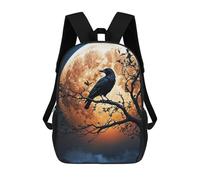 sinyumoney Crow Gazes at The Moon Mochila Escolar Impresa En 3D Para Niños Y Niñas, Mochila Escolar, Mochila De Viaje Para Niños 17inch