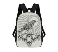 sinyumoney Crow with Skull Head Mochilas Impresas En 3D 17inch Mochila Escolar Infantil Para Exteriores, Mochila Informal De Día, Bolsas De Viaje Informales Para Estudiantes De Secundaria