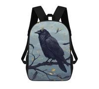 sinyumoney Crowned Raven on Branch Digital Art Mochila Escolar Infantil Impresa En 3D Para Niños, Mochila De Viaje De Alta Capacidad, Bolsas Para Libros, Mochila Escolar Infantil 17inch