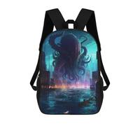 sinyumoney Cthulhu Rising Cityscape Mochila Infantil, Mochila Escolar Impresa En 3D, Mochila Para Niños Y Niñas, Mochila Escolar Ajustable Para La Escuela Primaria 17inch