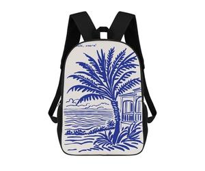 sinyumoney Cuban Beach Scene with Palm Tree Mochilas Escolares Resistentes Al Agua, Mochilas De Viaje, Bolsas Para Computadoras Portátiles Para Adolescentes, Niñas, Niños, Mujeres Y Hombres 17inch