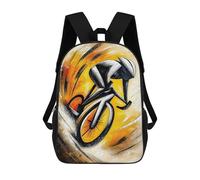 sinyumoney Cubist Cyclist Racing Through Motion Painting Mochila Escolar Grande Para Niños - Perfecta Para Viajes, Trabajo Y Uso Diario 17inch