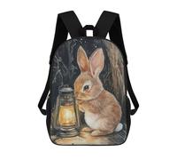 sinyumoney Curious Bunny with Lantern Mochila Escolar Impresa En 3D Para Niños Y Niñas, Mochila Escolar, Mochila De Viaje Para Niños 17inch
