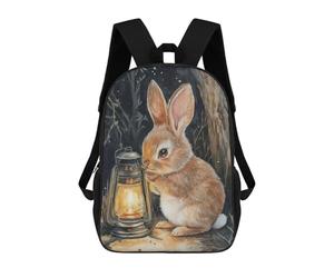 sinyumoney Curious Bunny with Lantern Mochilas Escolares Ligeras Mochila Escolar De Día Mochila Escolar Para La Universidad Para Adolescentes Chicas Chicos Mujeres Hombres 17inch