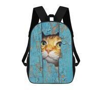 sinyumoney Curious Cat Peeking Through Wooden Plank Mochila Infantil De 17 Pulgadas, Mochila Escolar Con Estampado 3D De Dibujos Animados Para Niños Y Adolescentes.