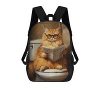 sinyumoney Curious Cat Reading Newspaper on Toilet 17inch Mochila Escolar Impresa En 3D Para Niños, Mochila Escolar Informal De Moda, Mochilas De Viaje Para Niños Y Estudiantes.