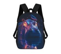 Sinyumoney Curious Cosmic Giraffe Mochila Mochila Impresa 3D, Mochila De Viaje, Mochila De Viaje, Mochila Escolar Para Niñas Y Niños, Glowing Hippo In Water, 17"