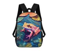 Sinyumoney Curious Cosmic Giraffe Mochila Mochila Impresa 3D, Mochila De Viaje, Mochila De Viaje, Mochila Escolar Para Niñas Y Niños, Frog On A Lake Painting, 17"