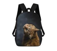 sinyumoney Curious Ginger Cat Mochila Escolar Infantil De 17 Pulgadas, Mochila Escolar Impresa En 3D Para Niños De Primaria Y Secundaria