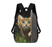 sinyumoney Curious Kitten Peeking Mochila Infantil De 17 Pulgadas, Mochila Escolar Con Estampado 3D De Dibujos Animados Para Niños Y Adolescentes.