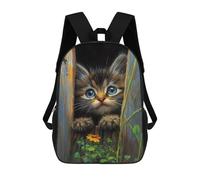 sinyumoney Curious Kitten Peeking Through Fence Mochilas Infantiles Impresas En 3D De 17 Pulgadas. Mochila Escolar Informal Impresa En 3D Para Niños De Primaria Y Secundaria.