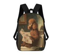 sinyumoney Curly Poodle Reading Newspaper on Toilet -1 Mochilas Escolares Mochila Escolar Ligera Mochila De Día Mochila Escolar Para La Universidad Para Niños/Niñas/Adolescentes 17inch
