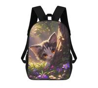 sinyumoney Cute Anime Kitten in Wildflowers Meadow Mochila Escolar Mochilas Escolares Para Niñas Y Niños Mochila Con Bolsillo Mochila Escolar De Moda Mochila Infantil 17inch