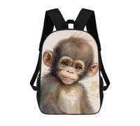 sinyumoney Cute Baby Monkey Painting Mochila Escolar De 17 Pulgadas Para Adolescentes, Con Estampado 3D, Ajustable Y Con Bolsillos, Ideal Para Niños, Niñas Y Estudiantes.