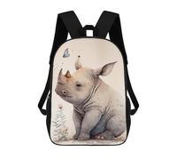 sinyumoney Cute Baby Rhino Painting Mochila Escolar Infantil De 17 Pulgadas, Impresa En 3D, Estilo Casual, Para Niños, Ideal Para Viajes, Como Mochila Escolar O Para Llevar Libros.