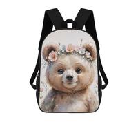 sinyumoney Cute Bear with Flowers Watercolor Mochila Escolar Para Niños Con Impresión 3D, Mochila Moderna Para Niños Y Niñas, Mochila Informal Para Estudiantes. 17inch
