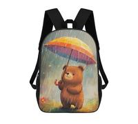 sinyumoney Cute Bear with Umbrella in Rain Mochila Escolar Infantil De 17 Pulgadas Con Estampado 3D De Películas De Anime Para Niños, Mochila De Viaje, Mochila Escolar Infantil