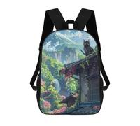 sinyumoney Cute Black Cat at Roof Mochilas Escolares Mochilas Escolares De Secundaria Mochila Informal Para El Campus Viajes Al Aire Libre Deportes 17inch