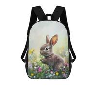 sinyumoney Cute Bunny in A Flower Field Mochila Escolar Mochila De Día Mochila De Negocios Mochila Impermeable Para Libros Para Niños/Niñas/Adolescentes 17inch