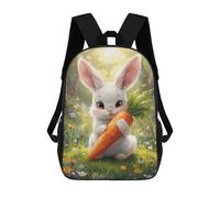 sinyumoney Cute Bunny with Carrot in Meadow Mochilas Para Niños 17inch Mochila Escolar Mochila Escolar Impresa En 3D Para Niños De Primaria Y Secundaria