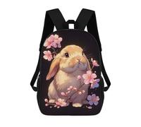 sinyumoney Cute Bunny with Cherry Blossoms Mochila Infantil Para Niñas Y Niños, Mochila De Día, Escuela Primaria, Perfecta Para La Vuelta Al Cole O Educación Física, Regalos Y Viajes 17inch