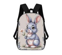 sinyumoney Cute Bunny with Flower Mochilas Impresas En 3D 17inch Mochila Escolar Infantil Para Exteriores, Mochila Informal De Día, Bolsas De Viaje Informales Para Estudiantes De Secundaria