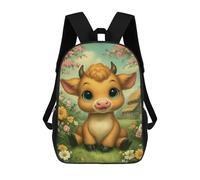 sinyumoney Cute Cartoon Calf in Floral Meadow Mochilas Escolares, Bolsos De Negocios, Bolsos Para Portátiles Resistentes Para Hombres, Mujeres Y Adolescentes 17inch